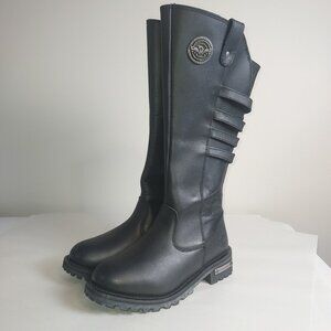 Milwaukee Leather Women's black 15-inch High-rise riding boots.
